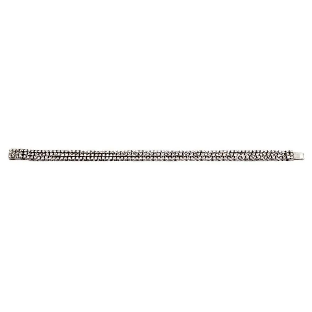 Hearts On Fire 6.93 ctw Natural Diamond Triple Strand Bracelet 18k White Gold - Picture 2 of 10
